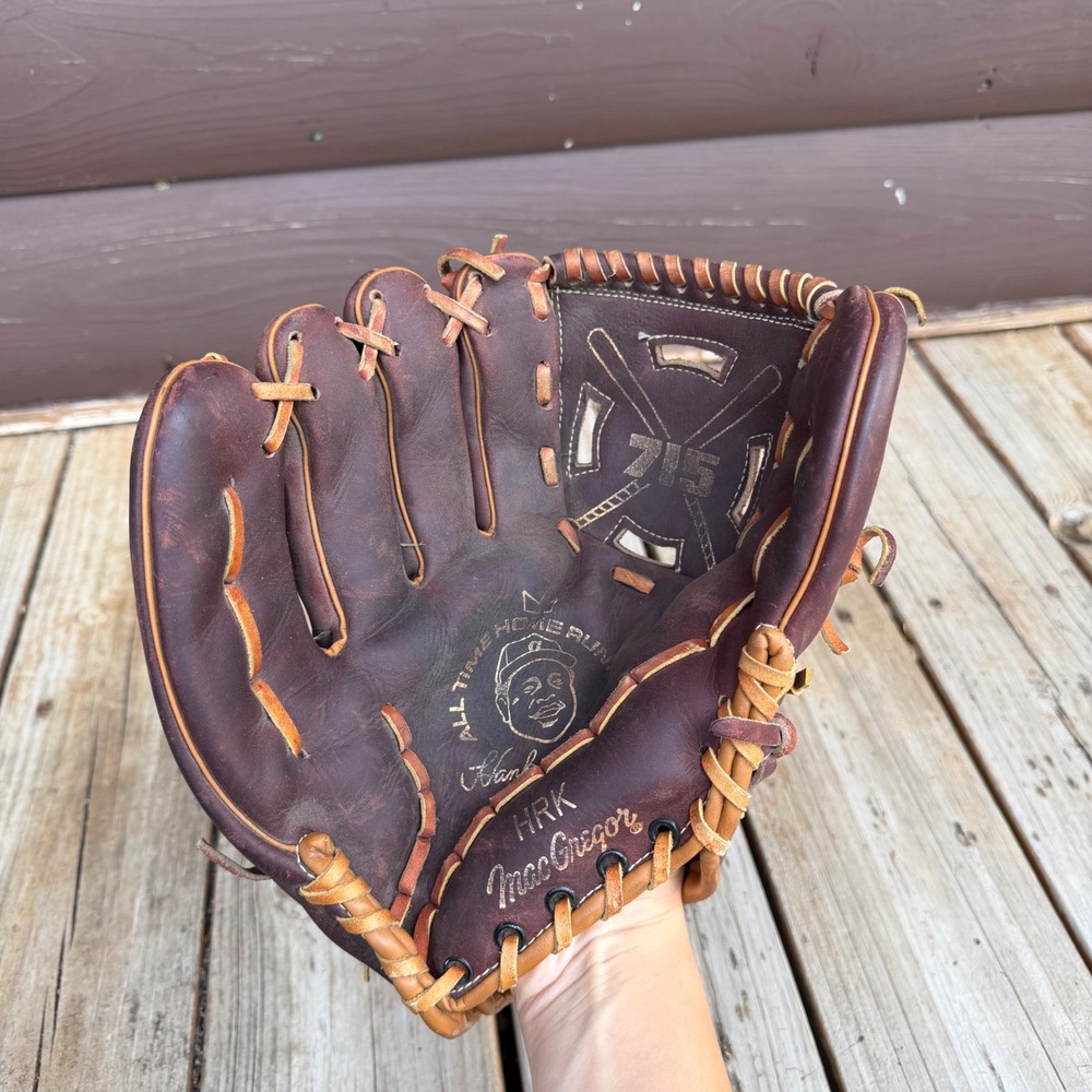 MacGregor Baseball Glove Mens Brown Hank Aaron 715 Home Run King Vintage HRK LFT